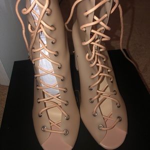 Blush tie up booties